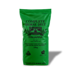 Green bag of Chaff City complete horse diet with branding on a white background