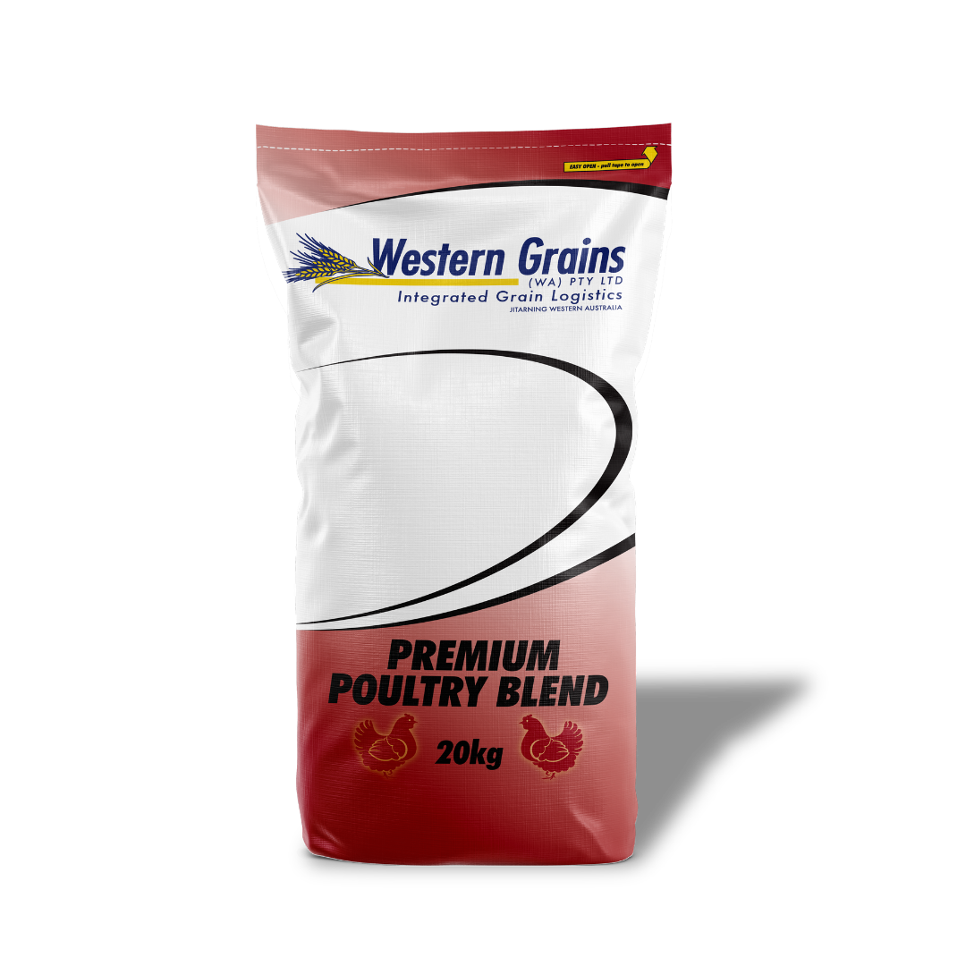 Bag of Western Grains Premium Poultry Blend on a white background